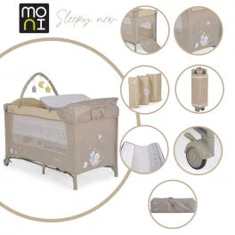 MONI Sleepy összecsukható luxus babaágy 2 szint bézs