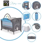MONI Sleepy összecsukható luxus utazóágy 2 szint+pelenkázó+ játék kék