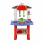 Polesie Toys kis konyha JANA edényekkel 49cm PIROS/kék