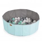 LABDAMEDENCE összecsukható 80cm + 90db 7cms labda MENTA/SZÜRKE