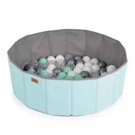   LABDAMEDENCE összecsukható 80cm + 90db 7cms labda MENTA/SZÜRKE