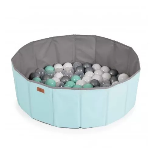 LABDAMEDENCE összecsukható 80cm + 90db 7cms labda MENTA/SZÜRKE