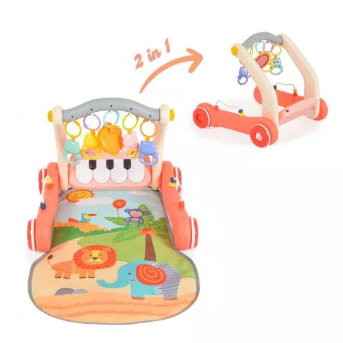 MONI MUSIC WALKER 2in1 járássegítő+játszószőnyeg PINK