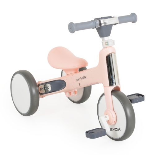 LEARN-to-Ride mini futóbicikli 3 kerekű tricikli, összecsukható PINK/rózsa