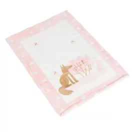 Baba takaró SHERPA 80x110 cm erdei állatos PINK