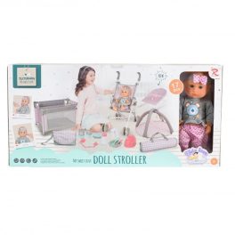   BABA játékszett 36 cmes LÁNY babával delux playset SZÜRKE