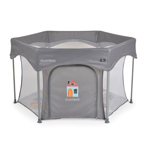 PLAYBOX utazó járóka 6szögletű SZÜRKE