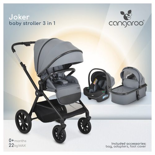JOKER babakocsi szett 3in1 SZÜRKE