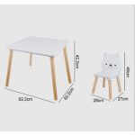 MONI fa kisasztal 2 székkel FEHÉR MACIS