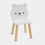 MONI fa kisasztal 2 székkel FEHÉR MACIS