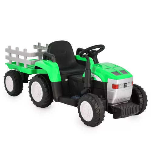 BO DALLAS elektromos traktor trélerrel 12V 140cm ZÖLD
