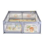 GAMEZONE összecsukható járóka szőnyeggel, 60 labdával 150x200 SZÜRKE