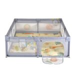 GAMEZONE összecsukható járóka szőnyeggel, 60 labdával 180x200 SZÜRKE