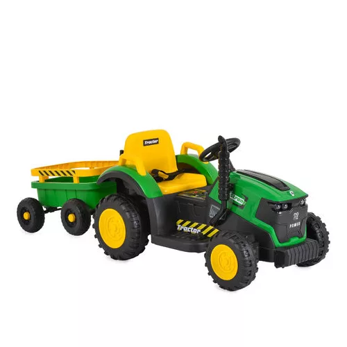 BO TERRON traktor 4 kerekű trélerrel 12V két motoros ZÖLD