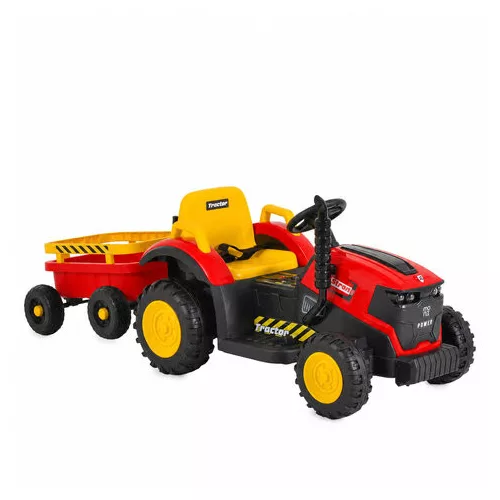 BO TERRON traktor 4 kerekű trélerrel 12V két motoros PIROS