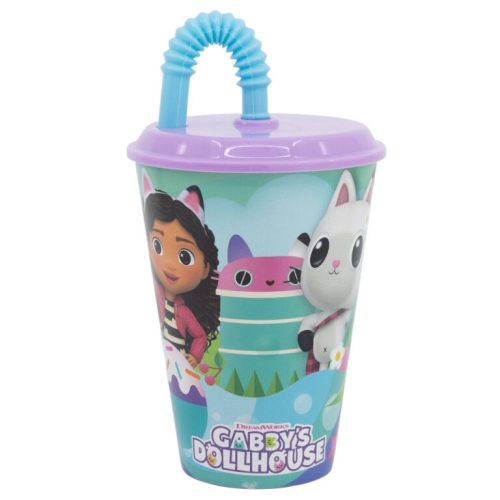 Gabby’s Dollhouse szívószálas zárható pohár 430 ml BPA mentes