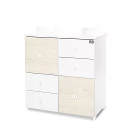 Lorelli Cupboard pelenkázó komód - White & Light Oak ÚJ